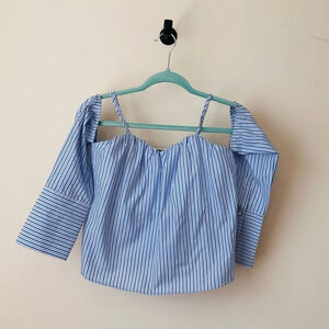 A. Calin Off the Shoulder Pinstripe Blouse - Size Small NWT